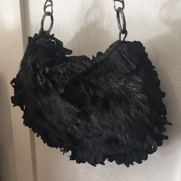 Phoebe and Josephine Fringe and Fur Handbag - Picture 3 of 6